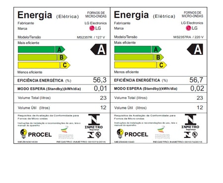 LG LINHA DE MICRO-ONDAS EASY CLEAN™ LG, 23L, PRATA E ESPELHADO, ECO ON E I WAVE, MS2357R(A)