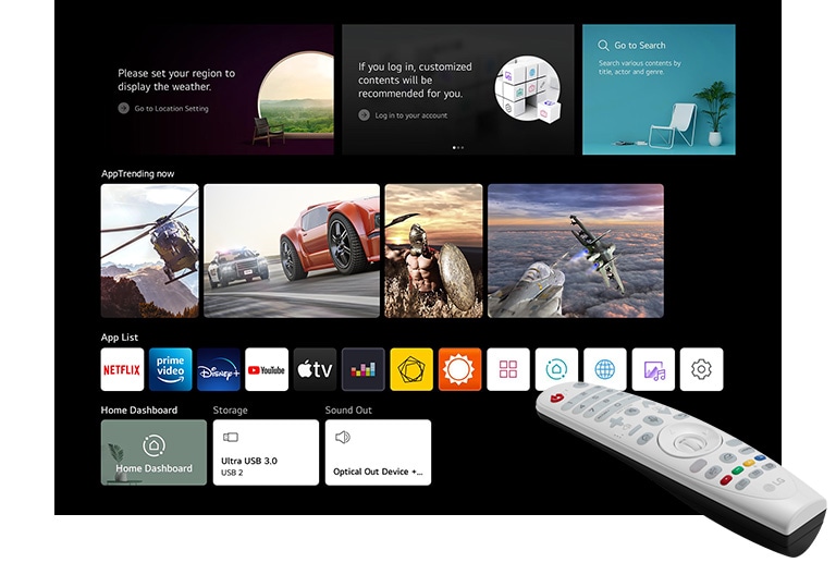 Conecte-se a uma rede Wi-Fi usando o webOS para acessar conteúdos de vídeo com os aplicativos integrados