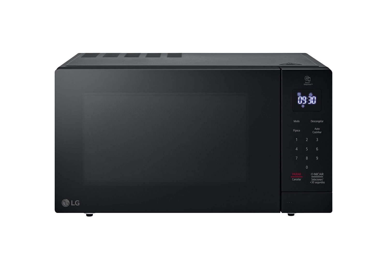 Vista frontal de Micro-ondas LG Grill NeoChef 30 litros Preto Limpa Fácil MG3035DS - 220v MG3035DSA