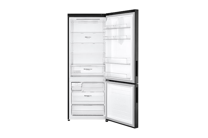 LG Geladeira Smart LG Frost Free Inverter 451L Inverse Cor Black Inox (GC-B569NQL), GC-B569NQL2, Porta aberta