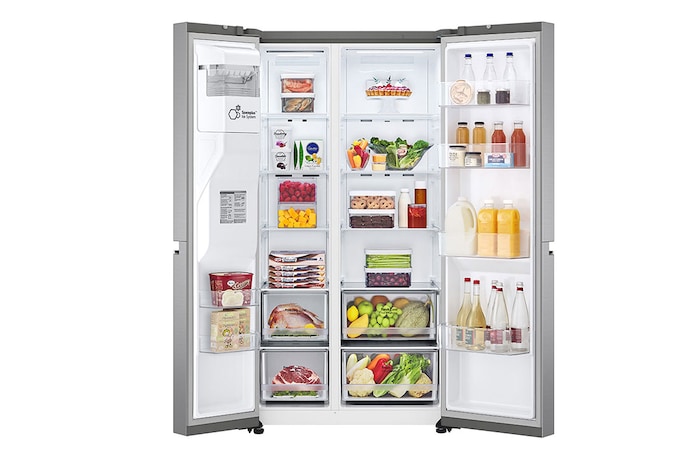 LG Geladeira Smart LG Side by Side UVnano™ 611 litros Motor Inverter Aço Escovado 220v - GC-L257SLP1, GC-L257SLP1, Porta aberta