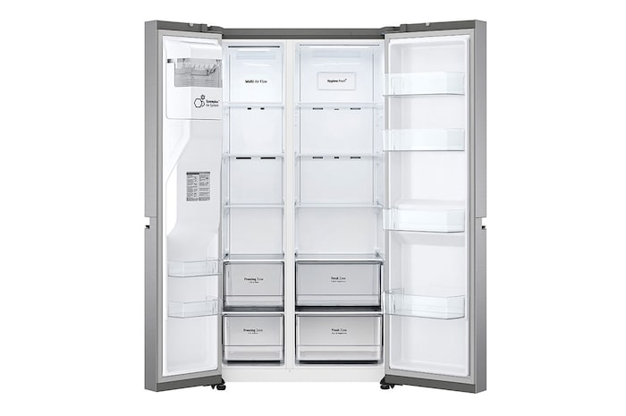 LG Geladeira Smart LG Side by Side UVnano™ 611 litros Motor Inverter Aço Escovado 220v - GC-L257SLP1, GC-L257SLP1, Porta aberta