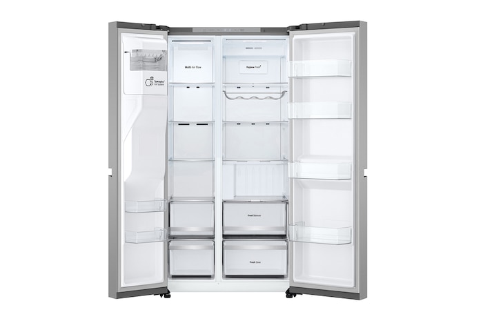LG Geladeira Smart LG Side by Side UVnano™ 611 litros Motor Inverter Aço Escovado 127V - GC-L257SLPL, GC-L257SLPL, Porta aberta