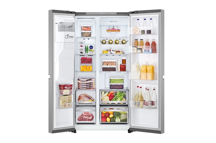 LG Geladeira Smart LG Side by Side UVnano™ 611 litros Motor Inverter Aço Escovado 127V - GC-L257SLPL, GC-L257SLPL, Porta aberta