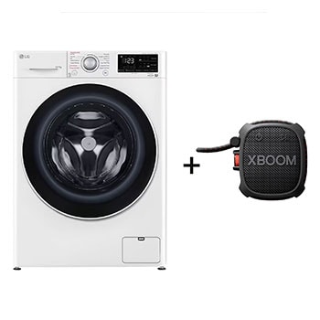 Vista frontal de Combo LG Lava e Seca VC5 12kg Branca 220v + Caixa de som Bluetooth XBOOM XG2T Bluetooth à prova d'água CV3012WC5A.XG2TBK