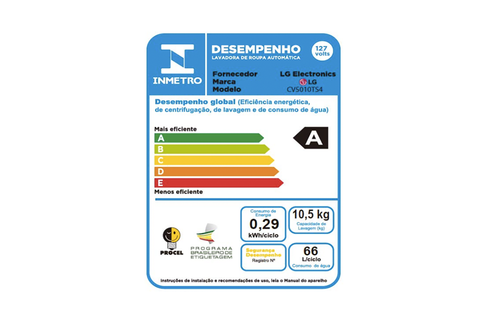 LG Lava e Seca LG VC4 10,5Kg Aço Escovado 127V, CV5010TS4