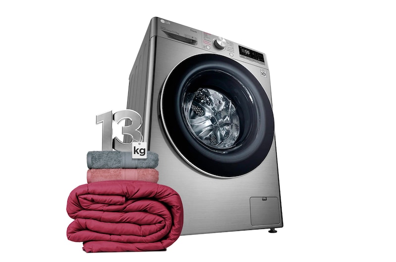 LG Máquina que Lava e Seca Roupa Frontal LG VC4 13kg, Aço Escovado - 127v, CV5013EC4