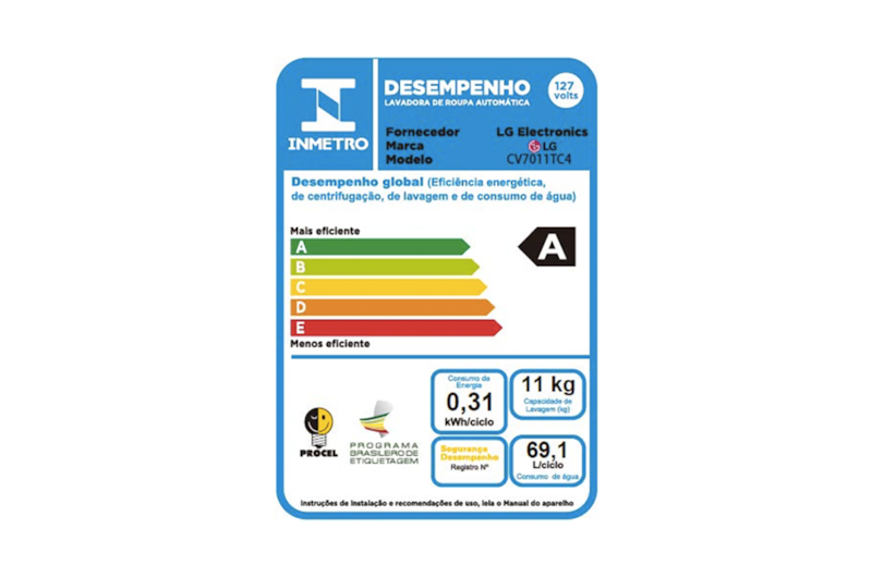 LG Lava e Seca Smart VC3 11kg Aço Escovado 127V, CV7011TC4