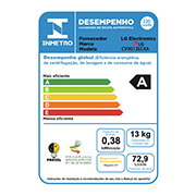 LG Lava e Seca Smart LG VC2 13kg Aço Escovado Preto com Inteligência Artificial AIDD™ - CV9013EC4A  - 220v, CV9013EC4A