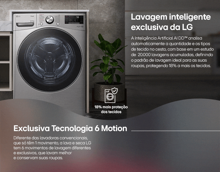 Lavagem inteligente exclusiva da LG