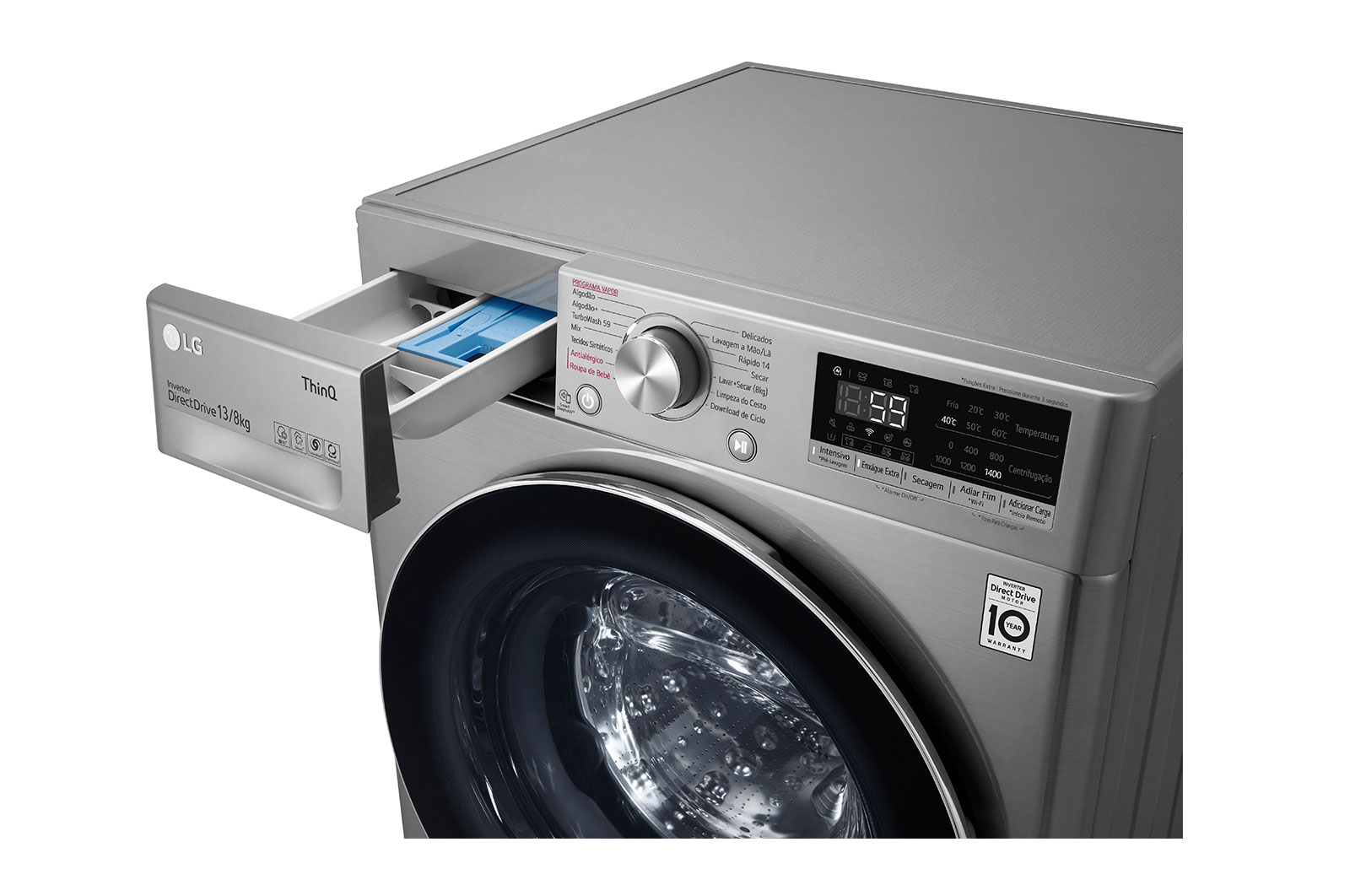 LG Lava e Seca Smart LG VC4 13kg Aço Escovado com Inteligência Artificial AI DD™ - 220v, CV5013EC4A