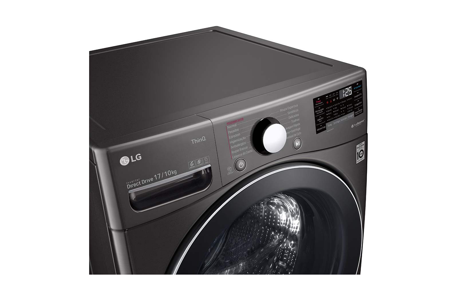 LG Lava e Seca Smart LG 17kg Aço Escovado Preto com Conectividade Wi-Fi ThinQ - WD17BV2S6B - 127v, WD17BV2S6B