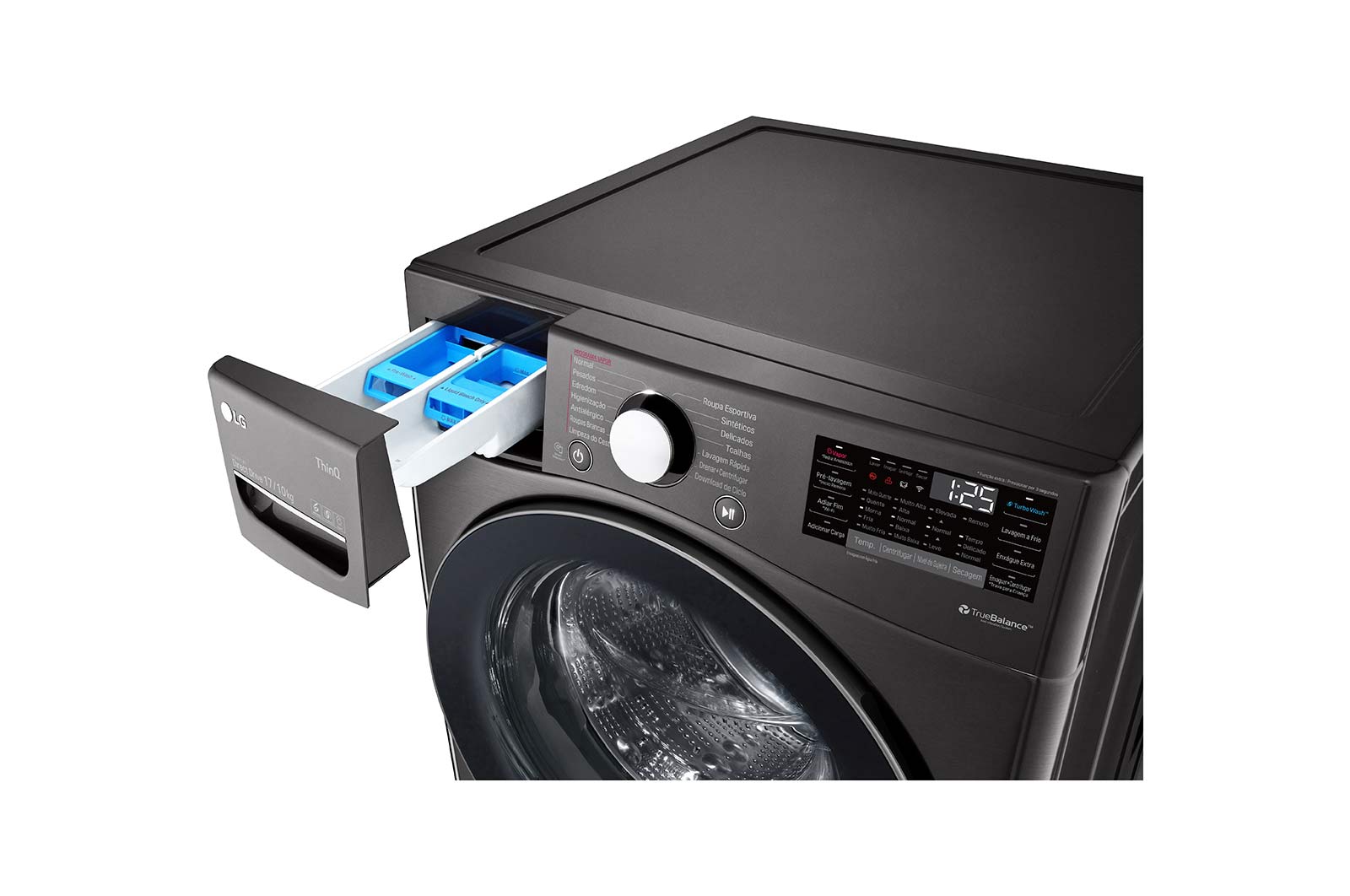 LG Lava e Seca Smart LG 17kg Aço Escovado Preto com Conectividade Wi-Fi ThinQ - WD17BV2S6B - 127v, WD17BV2S6B