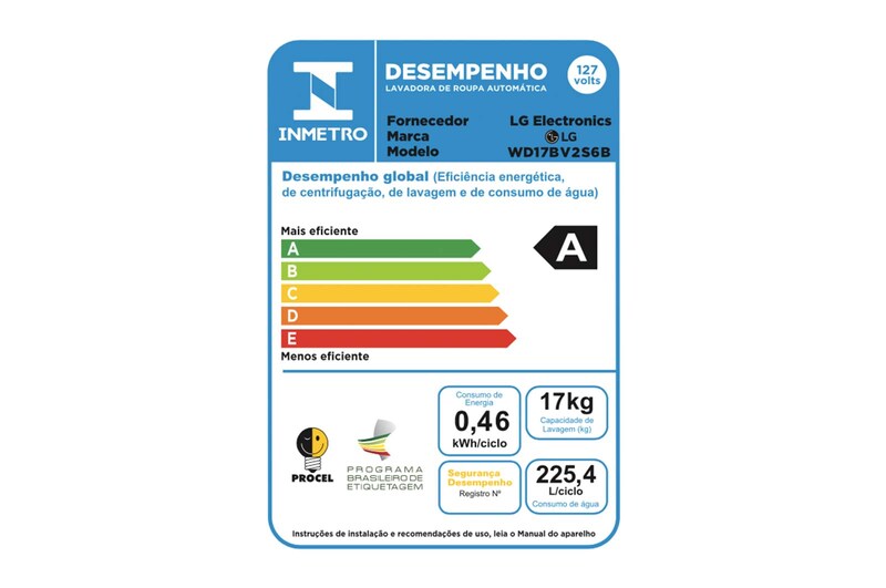 LG Lava e Seca Smart LG 17kg Aço Escovado Preto com Conectividade Wi-Fi ThinQ - WD17BV2S6B - 127v, WD17BV2S6B