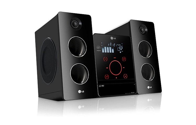 LG Micro System com potência de 160W RMS e sofisticado design em black piano, FA162