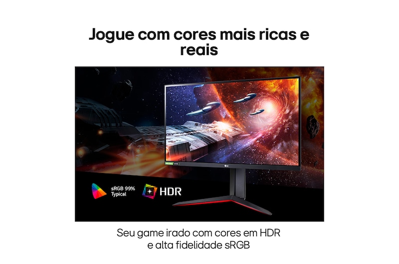 LG Monitor Gamer LG UltraGear 27” Full HD 1920x1080 144Hz 1ms (GtG) HDMI HDR10 AMD FreeSync NVIDIA G-Sync 27GN65R-B, 27GN65R-B