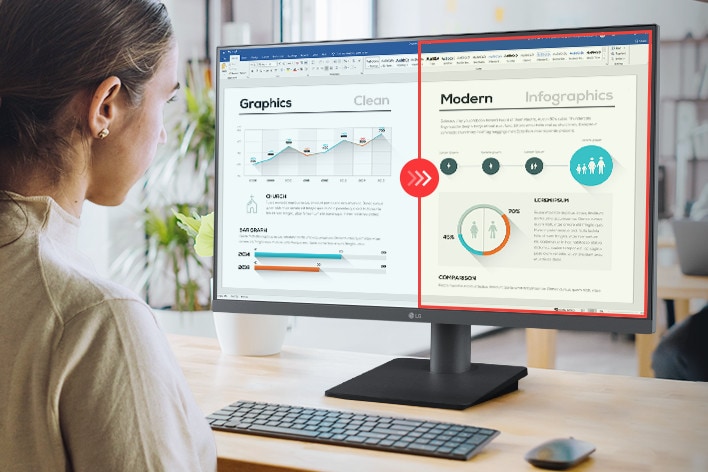 Imagem de comparação do lado direito com modo leitor aplicado e do lado esquerdo sem modo leitor aplicado.