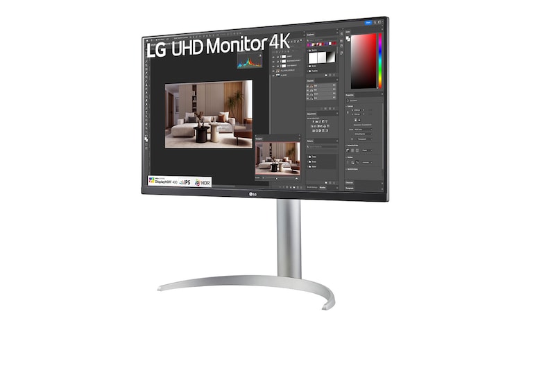 LG Monitor LG UHD 27” IPS, 4K, 3840 x 2160, 60Hz, 5ms (GtG em Faster), VESA Display, HDR™ 400, HDMI, AMD FreeSync - 27UP650-W, 27UP650-W