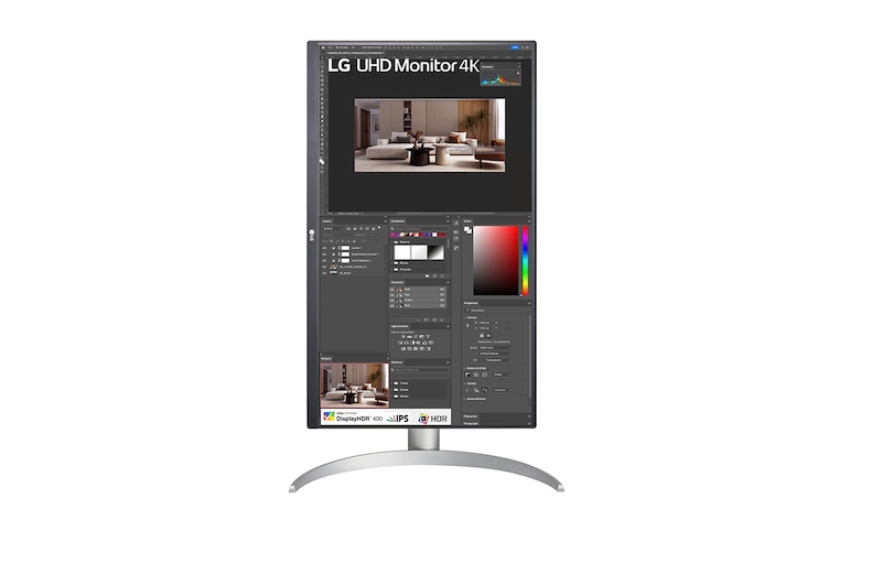 LG Monitor LG UHD 27” IPS, 4K, 3840 x 2160, 60Hz, 5ms (GtG em Faster), VESA Display, HDR™ 400, HDMI, AMD FreeSync - 27UP650-W, 27UP650-W