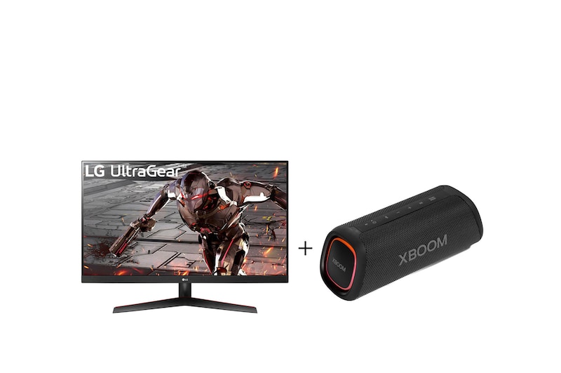 LG Combo Monitor Gamer LG UltraGear 31,5'' + Caixa de Som Portátil LG XBOOM Go XG5, 32GN.XG5S