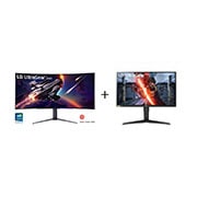 LG Monitor Gamer UltraGear OLED Curvo 45" HDMI HDR10 45GR95QE-B + Monitor Gamer UltraGear Full HD 27" HDMI HDR10 27GN75O-B , 45GR.27GN750