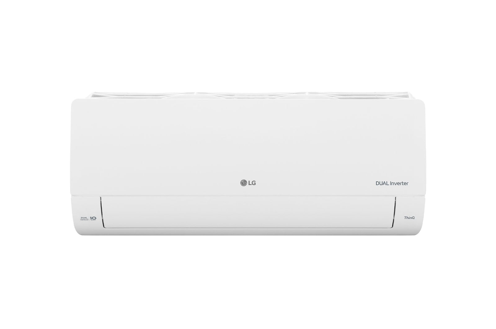 Evaporadora do Ar-Condicionado LG AI Dual Inverter Voice 9.000 BTU Frio 220V modelo S3-Q09AA33A visto de frente com a aleta fechada