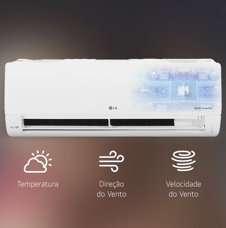Foto ilustrativa do ar-condicionado LG Dual Inverter com inteligência artificial em seu interior