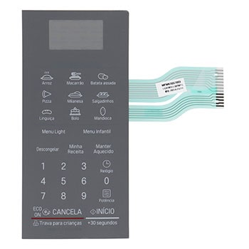 Vista frontal de Membrana do Display Micro-Ondas LG MS3095LR MFM63057003 MFM63057003