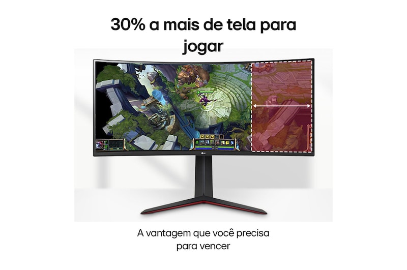 LG Monitor Gamer LG UltraGear Curvo 34” WQHD UltraWide 3440x1440 160Hz 1ms (MBR) HDR10 AMD FreeSync HDMI 34GP63A-B, 34GP63A-B