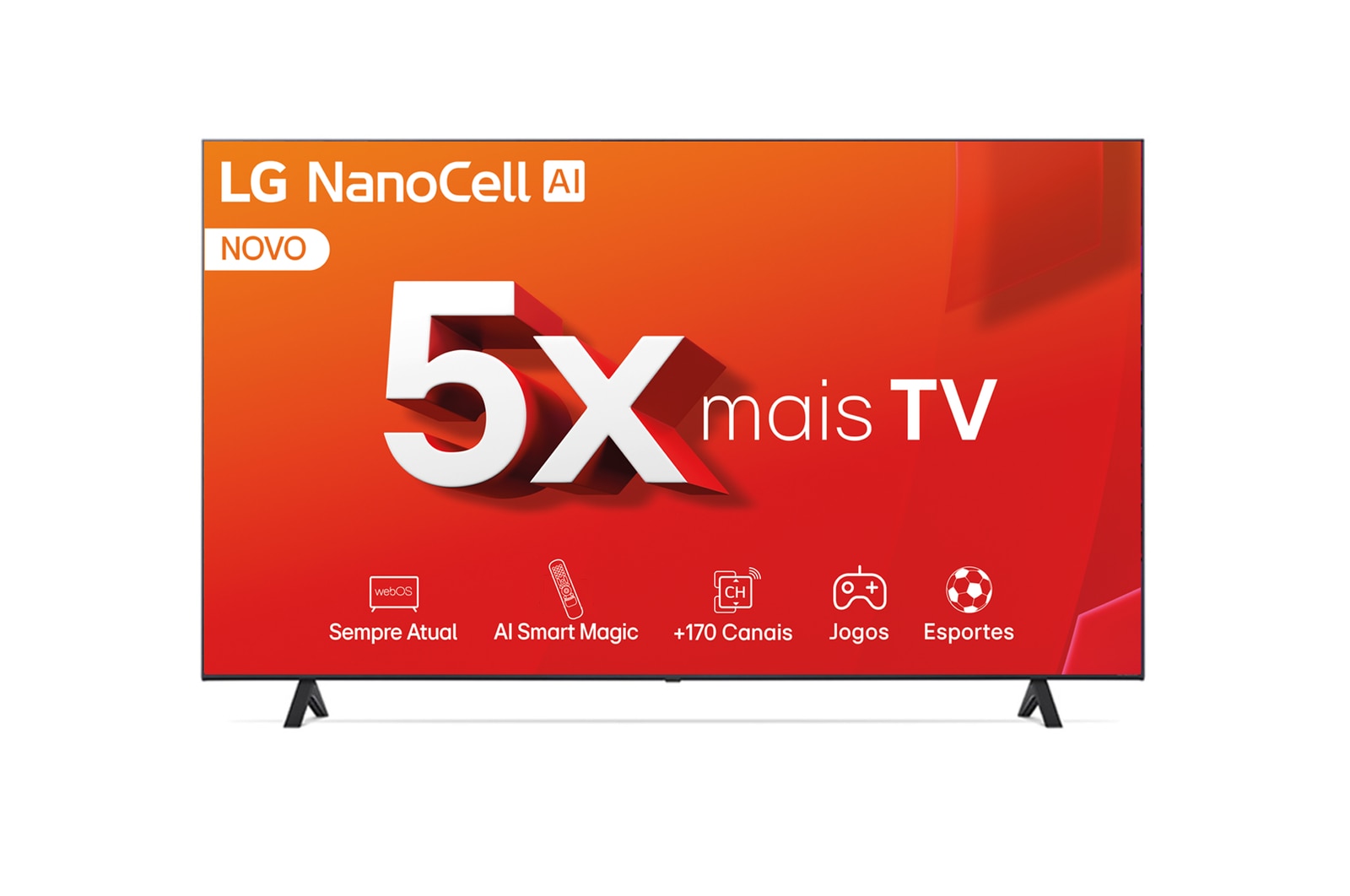 LG Combo LG Smart TV NanoCell AI NANO80 4K de 70 + Soundbar S40T + Geladeira Smart Frost Free Inverter 451L Inox Look 220V, 70NANO80S40.569NLL2