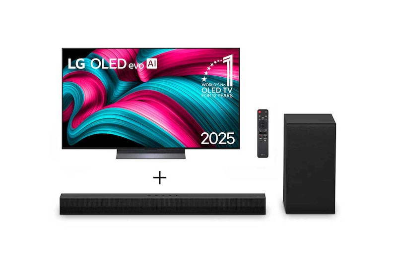 Combo Smart TV LG OLED evo AI C5 4K de 65 polegadas 2025 OLED65C5 + Soundbar LG S40T