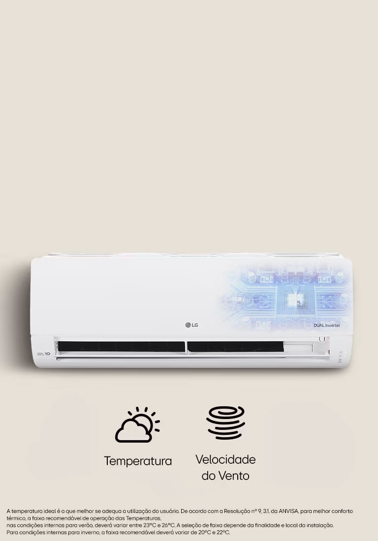 Foto ilustrativa do ar-condicionado LG Dual Inverter com inteligência artificial em seu interior