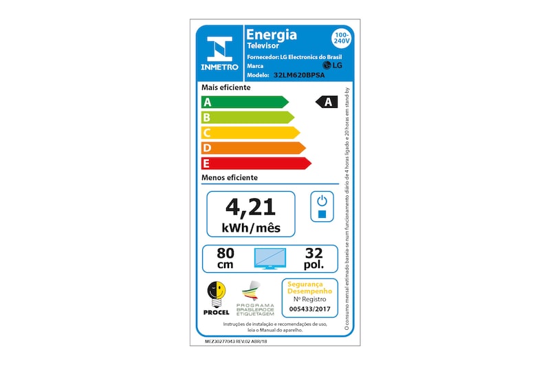 LG Smart TV LG 32" HD HDR Ativo, webOS 4.5, ThinQ AI, Virtual Surround Plus, 32LM620BPSA