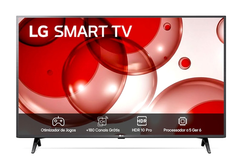 Front view of LG FHD TV, LR67 with text of LG SMART TV and 2024 on screen with 2-pole stand
