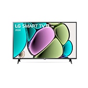 Front view of LG FHD TV, LR67 with text of LG SMART TV and 2024 on screen with 2-pole stand