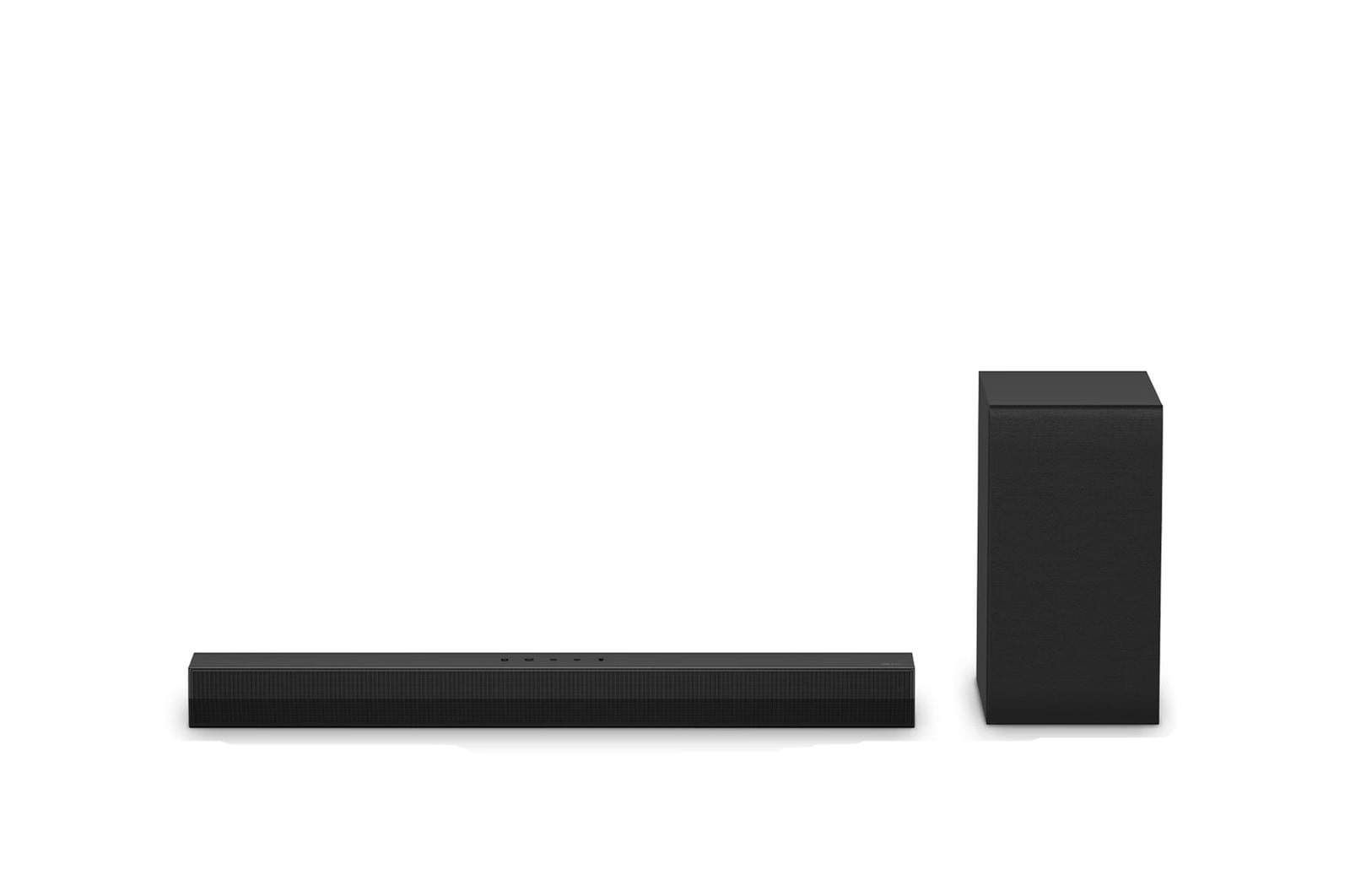 Front view of LG Soundbar S40T and subwoofer