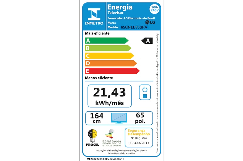 LG Smart TV LG QNED85 MiniLed 65” 4K, 2023, 65QNED85SRA