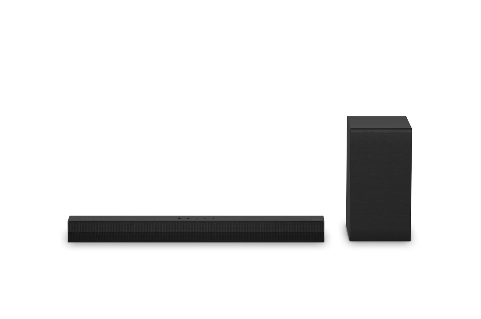 Front view of LG Soundbar S40T and subwoofer