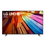 Vista frontal da TV LG UHD, UT80