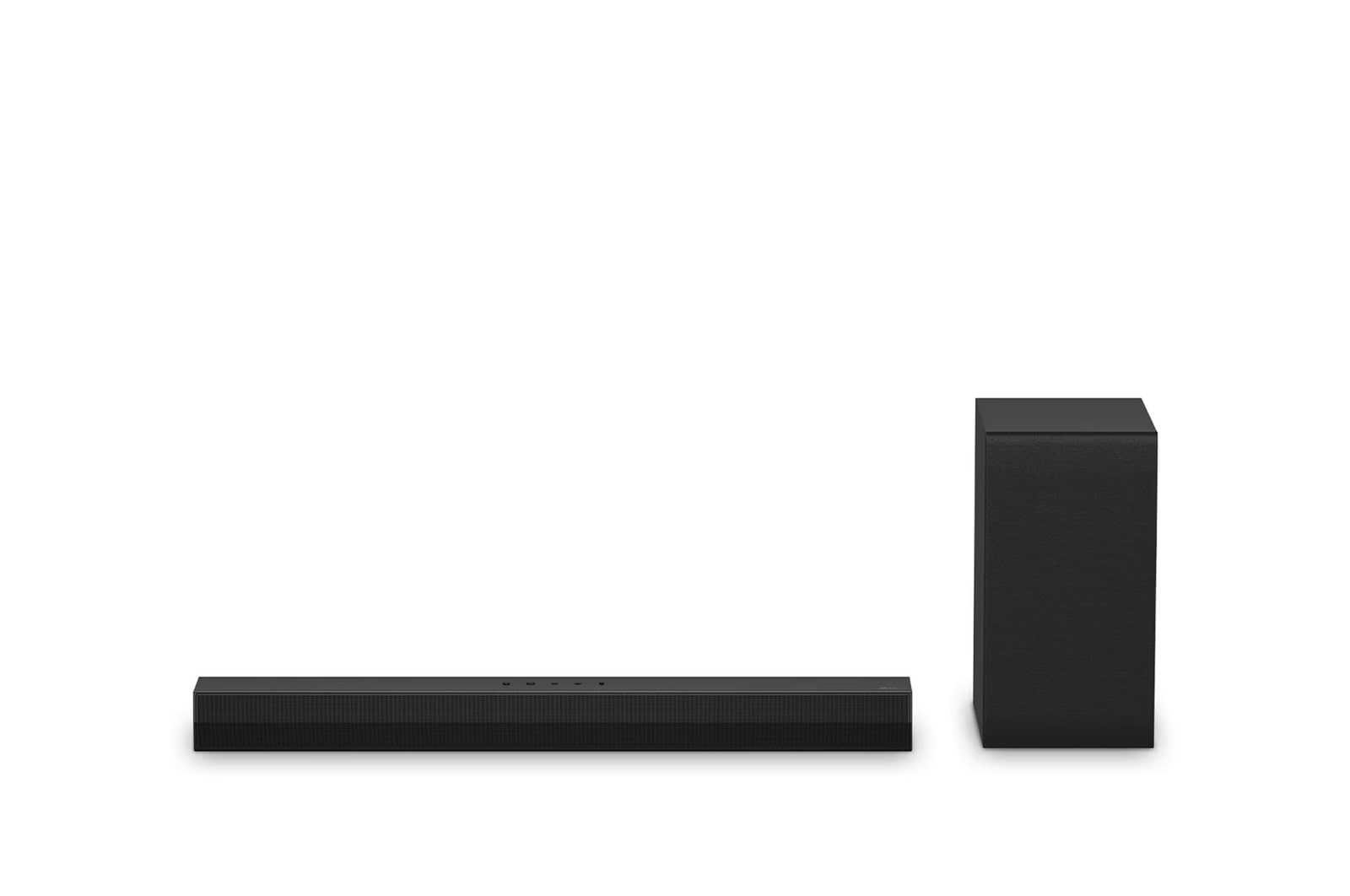 Front view of LG Soundbar S40T and subwoofer