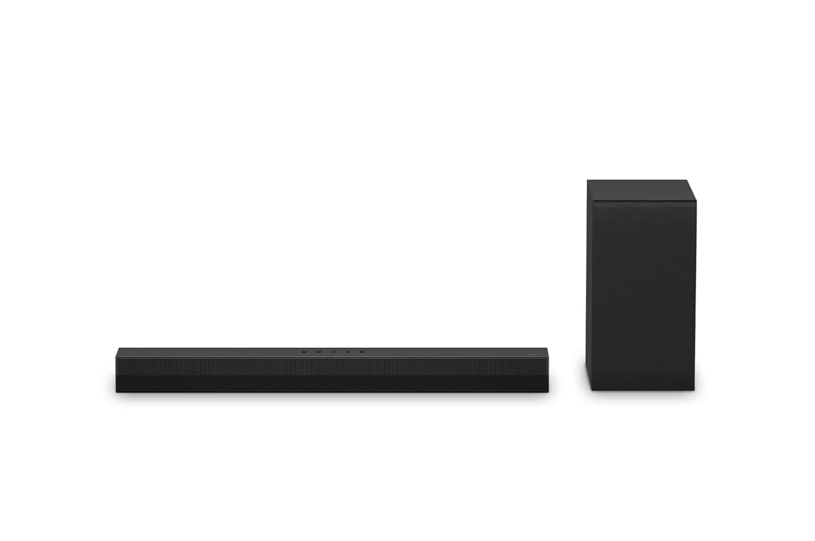 Front view of LG Soundbar S40T and subwoofer