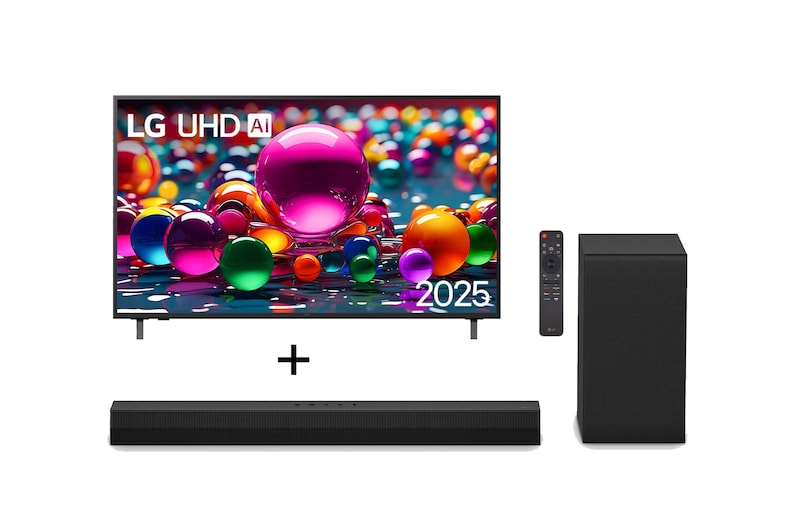 Combo Smart TV 4K LG UHD AI UA85 de 75 polegadas 2025 75UA8550 + Soundbar LG S40T