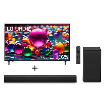Combo Smart TV 4K LG UHD AI UA85 de 75 polegadas 2025 75UA8550 + Soundbar LG S40T