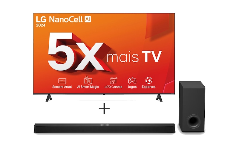 Vista frontal de Combo Smart TV LG NanoCell NANO80 4K de 86" + Soundbar LG S90TY 86NANO80T.S90TY