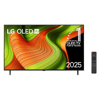 Vista frontal de Smart TV LG OLED AI B5 4K de 55 polegadas 2025 OLED55B5PSA