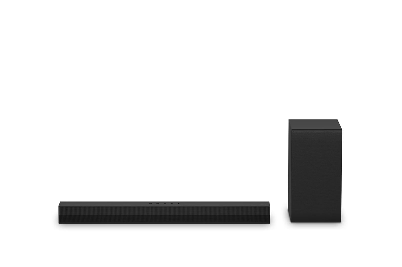 Front view of LG Soundbar S40T and subwoofer