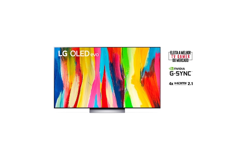 LG Smart TV LG Evo 77'' 4K 120Hz G-Sync FreeSync Inteligência Artificial ThinQ Google Alexa OLED77C2PSA, OLED77C2PSA