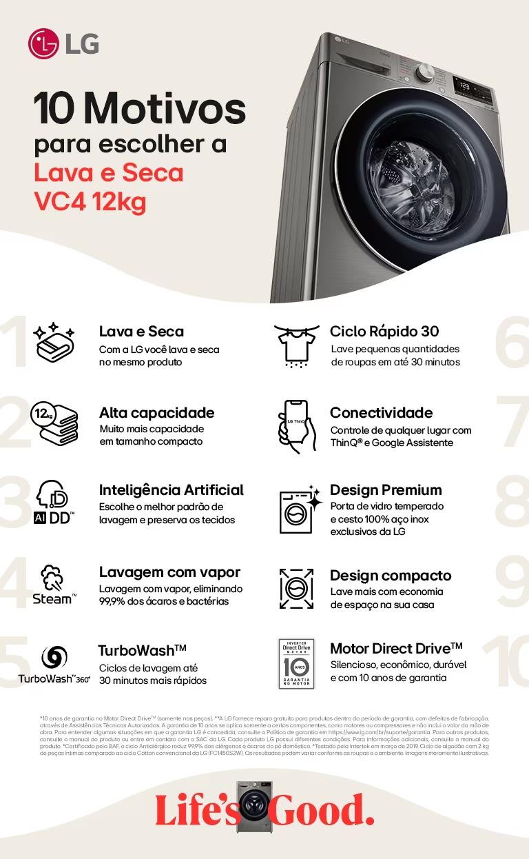 10 Motivos para escolher a Lava e Seca VC4 12kg