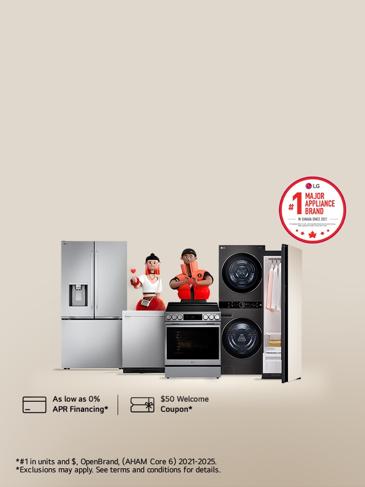 #1 major appliance brand in Canada for 5 years. Up to 25% off when you buy 2+ and get a chance to win a LG Sweepstakes!