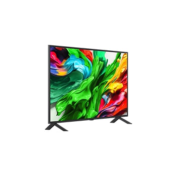 Slightly-angled right-facing side view of LG QNED evo QNED85 TV